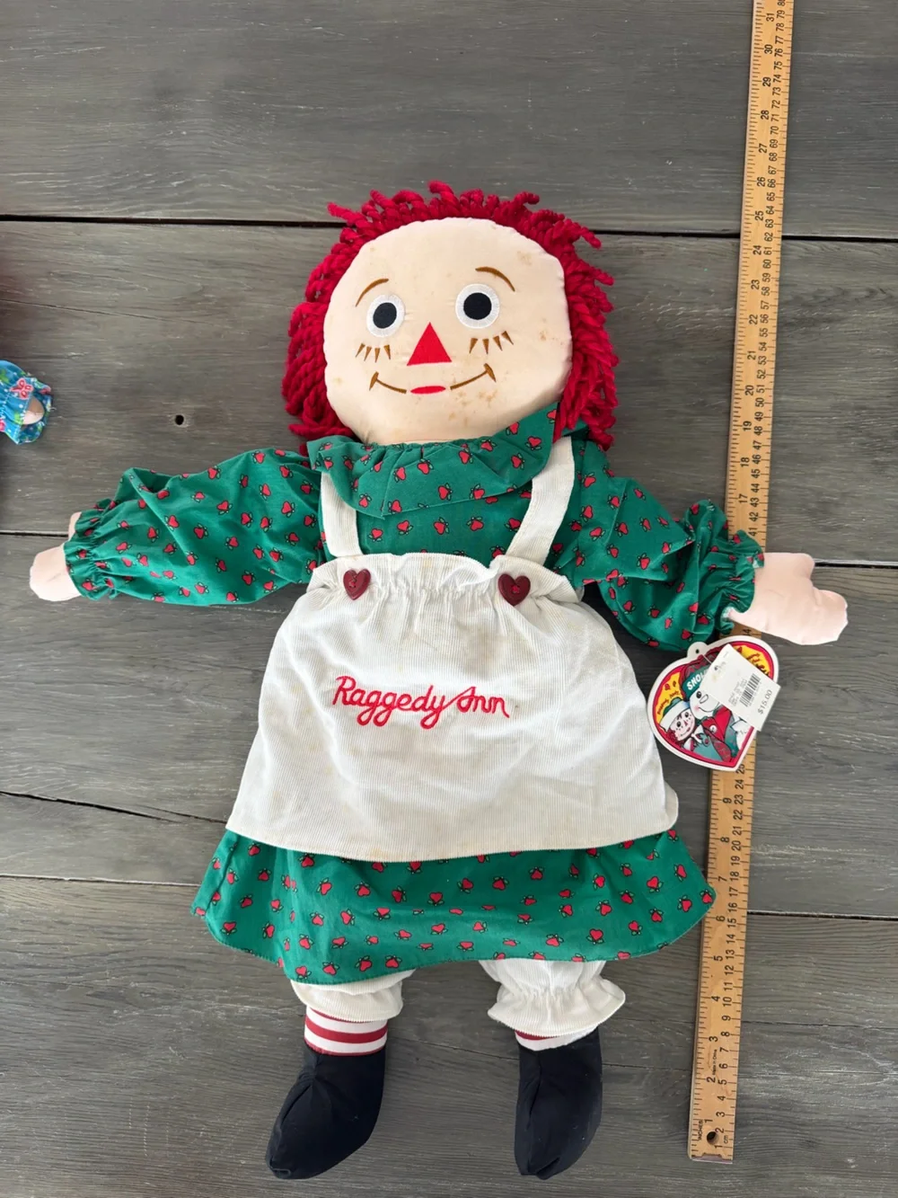 Hasbro 24” Raggedy Ann Doll in Green Dress with Red Yarn Hair